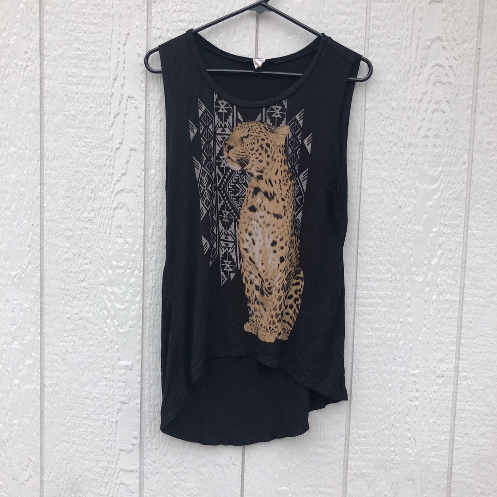 cheetah, Aztec print high low tank